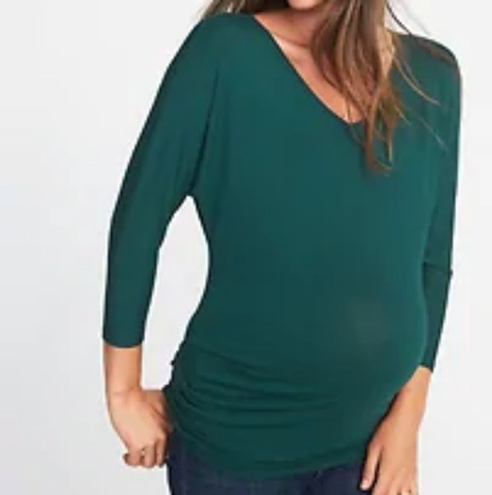 Maternity Dolman Sleeve Inverted V Neck Top